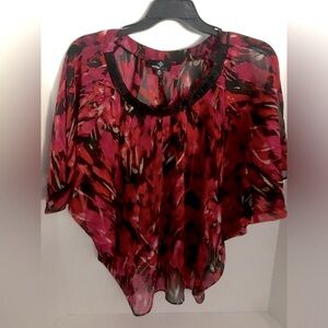 Ronni Nicole Black Maroon Blouse - Medium